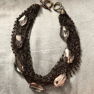 Elegant Multi-Strand Bronze Necklace with Crystal Accents